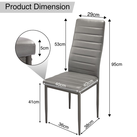 Dining chair grey color modern & comfortable design 40cm x 53cm x 95cm perfect for any dining room.