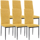 Dining chair sale set of 6 with vibrant yellow upholstery and black metal legs for stylish dining