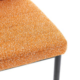 Dining chair set 4 with orange textured upholstery and black metal legs