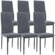 Modern dining chair set 6 with grey upholstery and sleek black metal legs for elegance