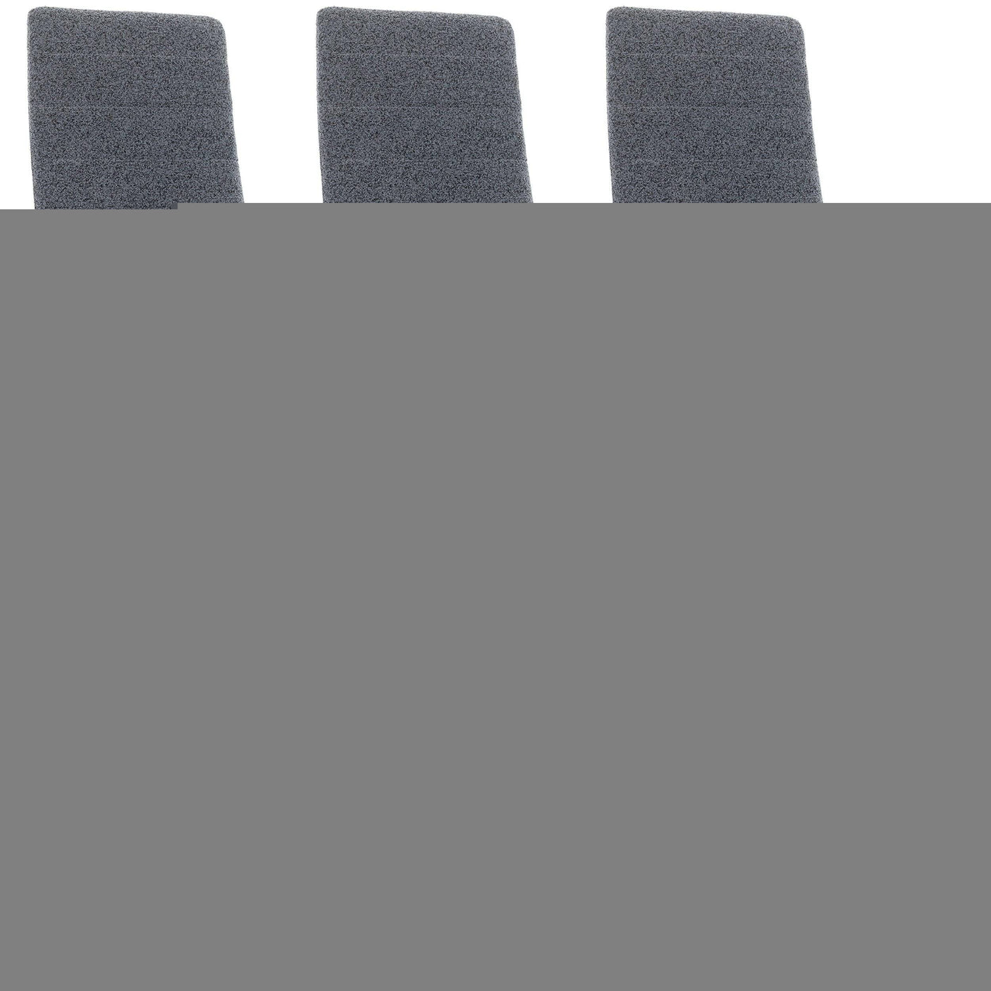 Modern dining chair set 6 with grey upholstery and sleek black metal legs for elegance