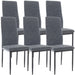 Modern dining chair set 6 with grey upholstery and sleek black metal legs for elegance