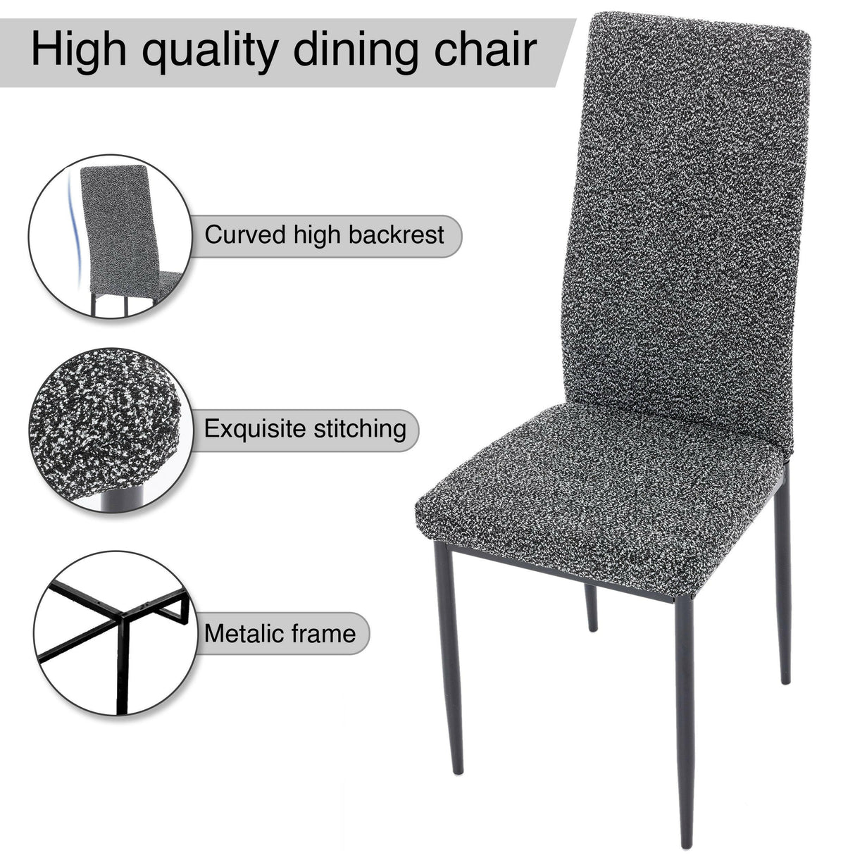 High-quality dining chair set sale with curved high backrest, exquisite stitching.