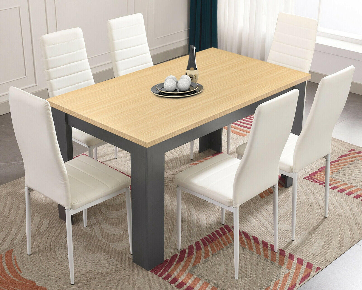 Stylish dining chairs and table set, ideal for a modern dining space.