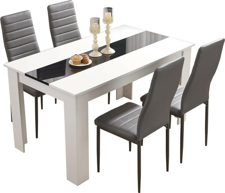 Dining set for 4 with stylish chairs, ideal for modern dining rooms and compact spaces.