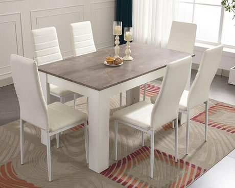 Dining set for 6, offering ample seating and elegance for family meals and gatherings.