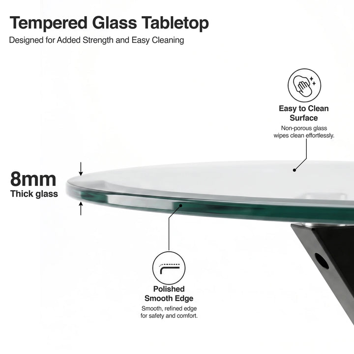 [Glass] Dining table close view of the 8mm tempered glass tabletop edge