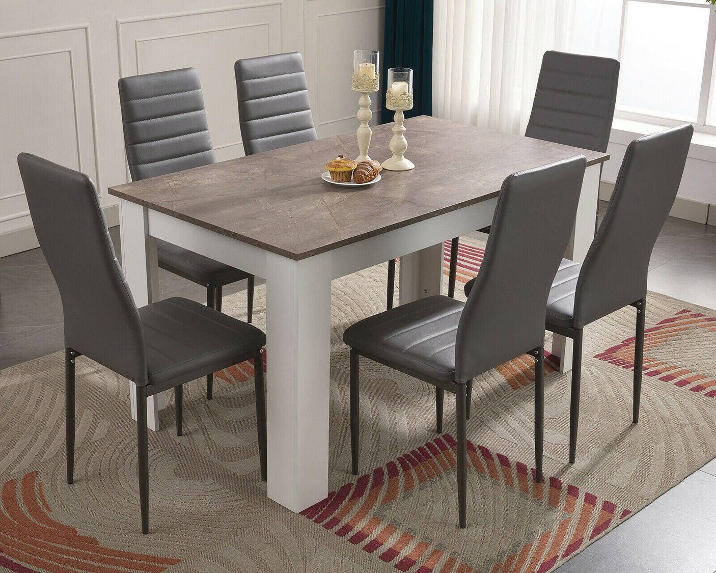 Dining table and 6 chairs set, perfect for larger families or entertaining guests.