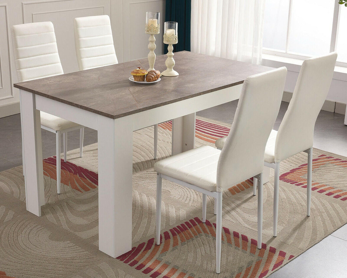 Dining table and chair set, perfect for creating a modern and inviting dining space.