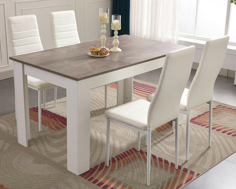 Dining table and chair set, perfect for creating a modern and inviting dining space.