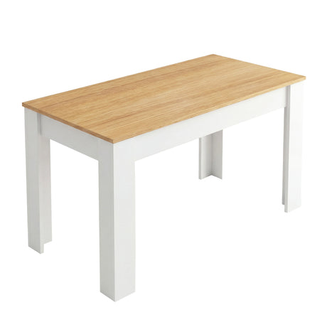 [4 Seater | Black] product shot of dining table from 4 seater black variant, oak surface, white legs