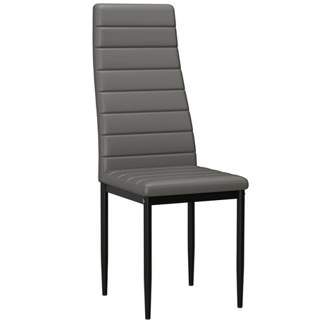 [4 Seater | Grey] grey chair single product view showing horizontal stitching, tall back and black leg frame