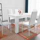 White dining table and chairs set for a sleek and modern dining room style.