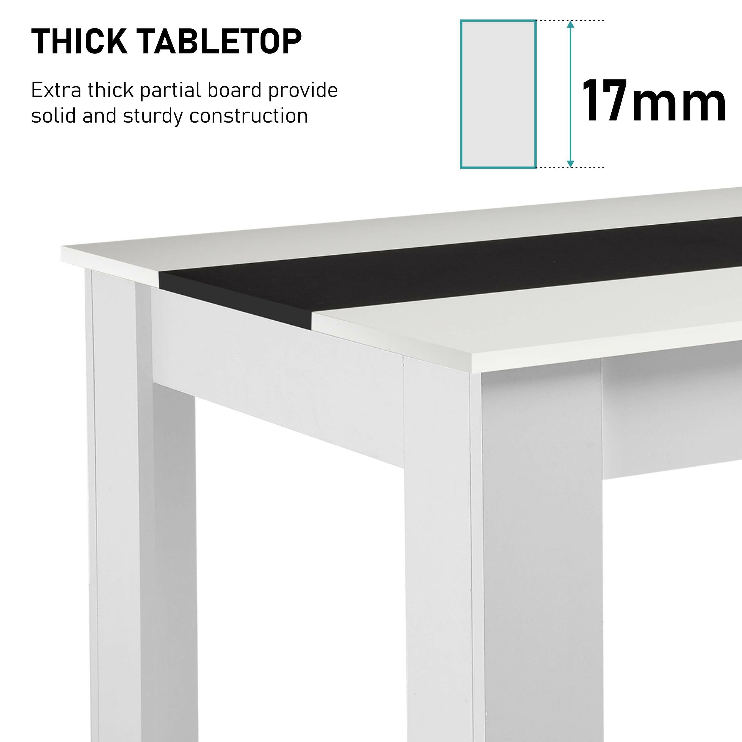 Dining table decor with a thick 17mm tabletop, ideal for stylish and durable dining spaces.