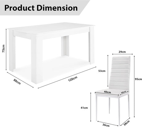 Dining table set for 4 with chairs in white color sleek, stylish & perfect for modern dining spaces.