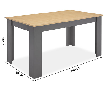 Dining table sizes 140cm x 80cm x 75cm perfect fit for modern and compact dining spaces