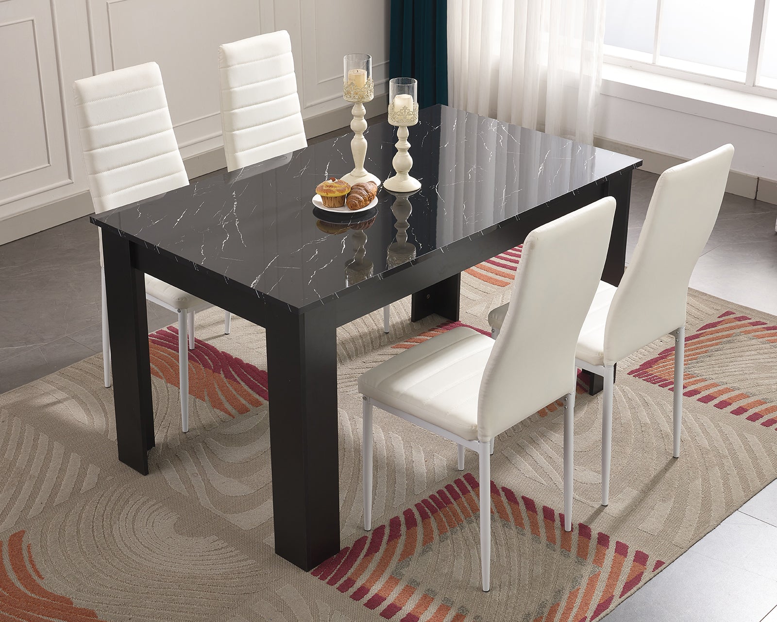 marble dining table and chairs