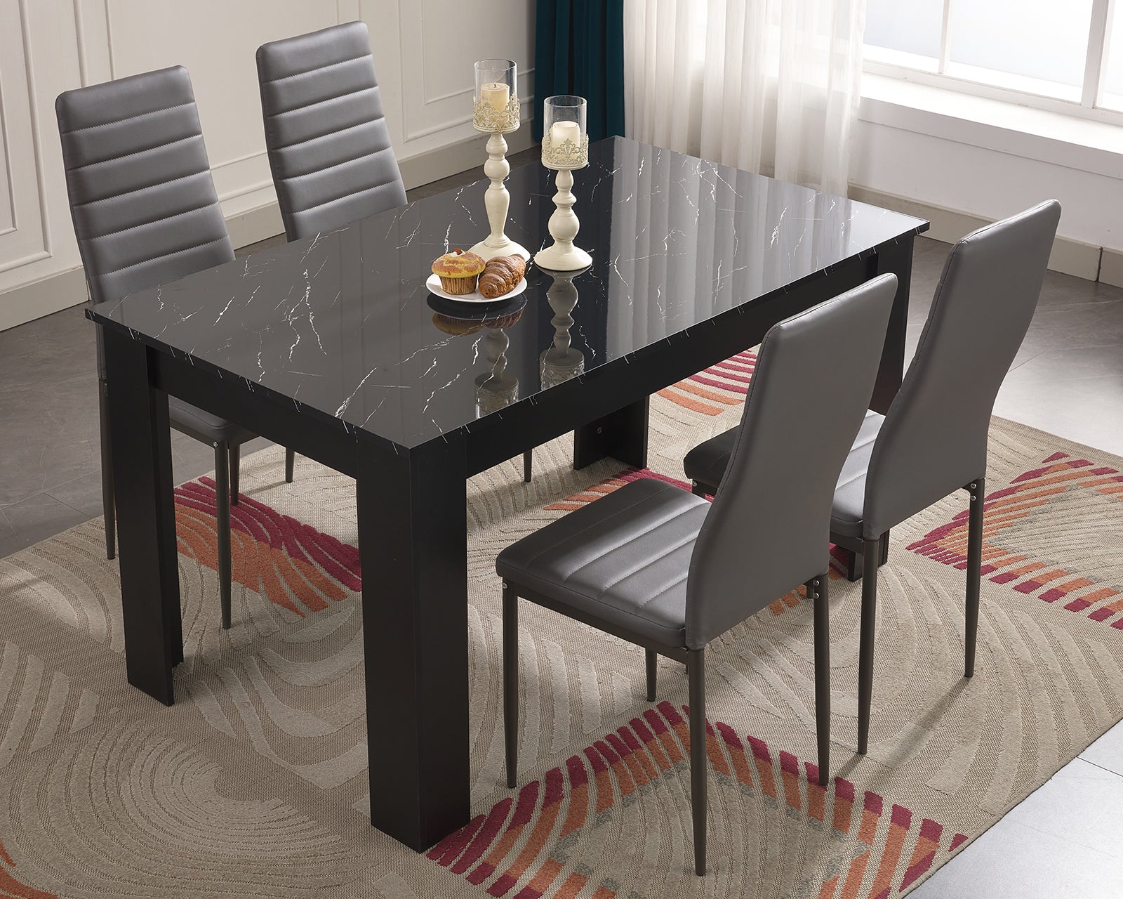 modern dining table and chairs