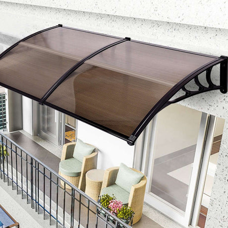 Brown door canopy, 190*100cm, weather-resistant for outdoor protection.