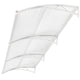 Door canopy white with curved polycarbonate panels and sturdy frame for weather protection.