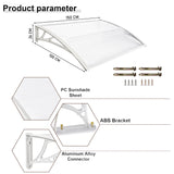 White door canopy roof with polycarbonate sheet, ABS brackets, and mounting kit.