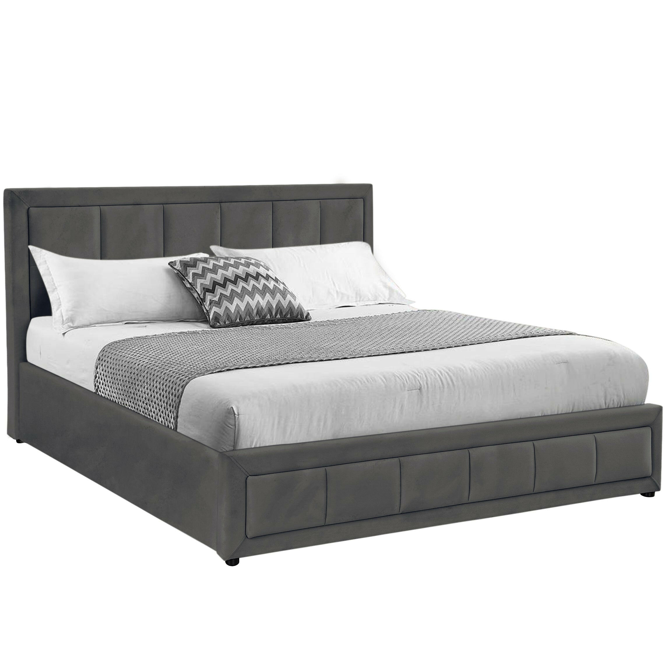 Double ottoman bed with mattress, featuring a lift-up storage design for extra space.