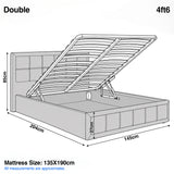 [Double | Grey] Double 4ft6 diagram: mattress 135x190cm, frame 145x204cm, headboard 85cm, storage 27cm deep