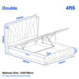 Diagram of a double bed with dimensions labeled