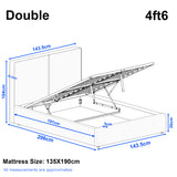 Diagram of a double bed with dimensions labeled