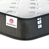 Blisswood double size mattress with quilted surface and resistance label for durability.