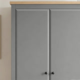 [Grey] Haven Grey 2 Door Double Wardrobe with Shelves and Hanging Rail close-up look at the upper paneling and top surface.