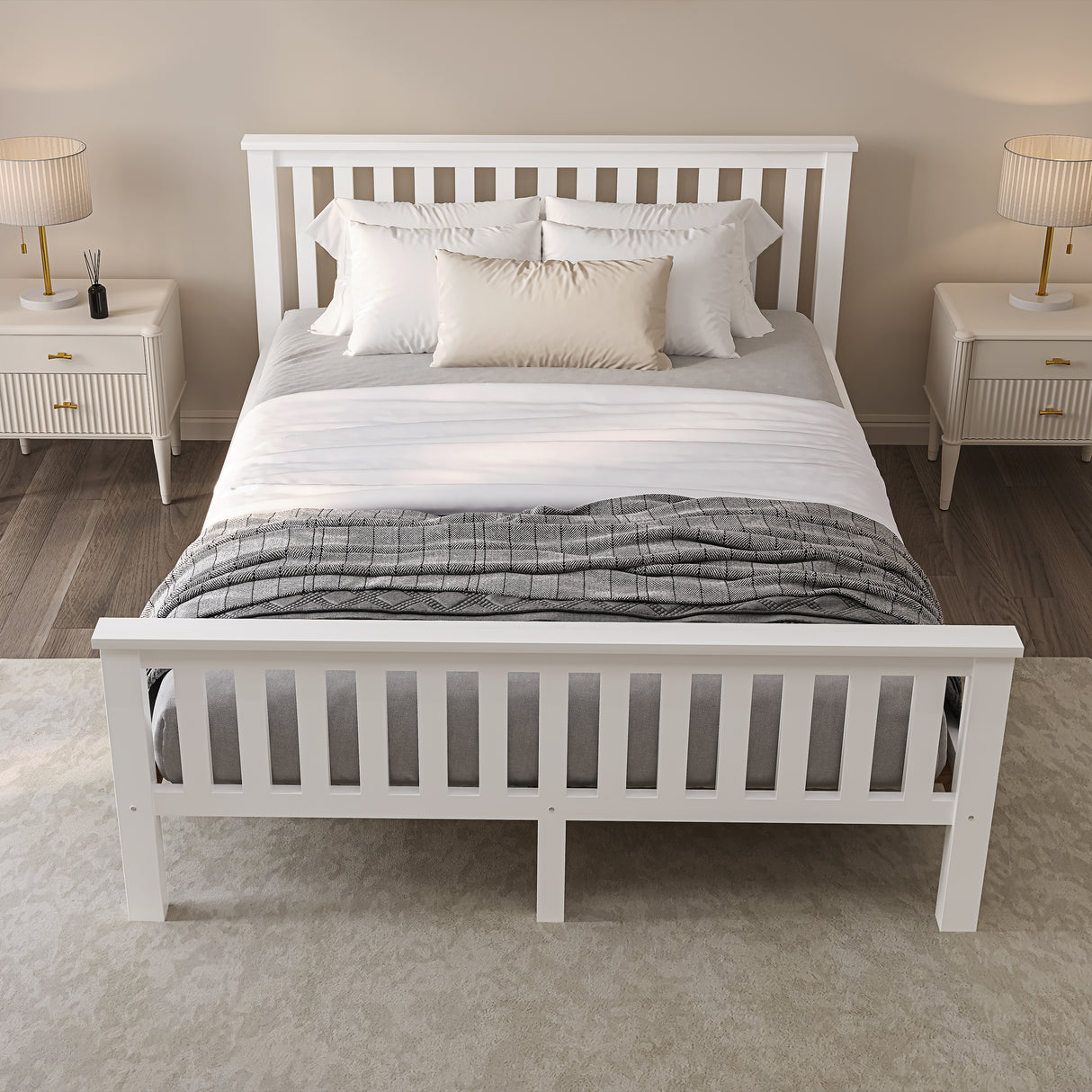 Elegant double wooden bed – durable, stylish, and perfect for a cozy and timeless bedroom look.