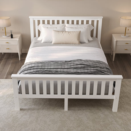 Elegant double wooden bed – durable, stylish, and perfect for a cozy and timeless bedroom look.