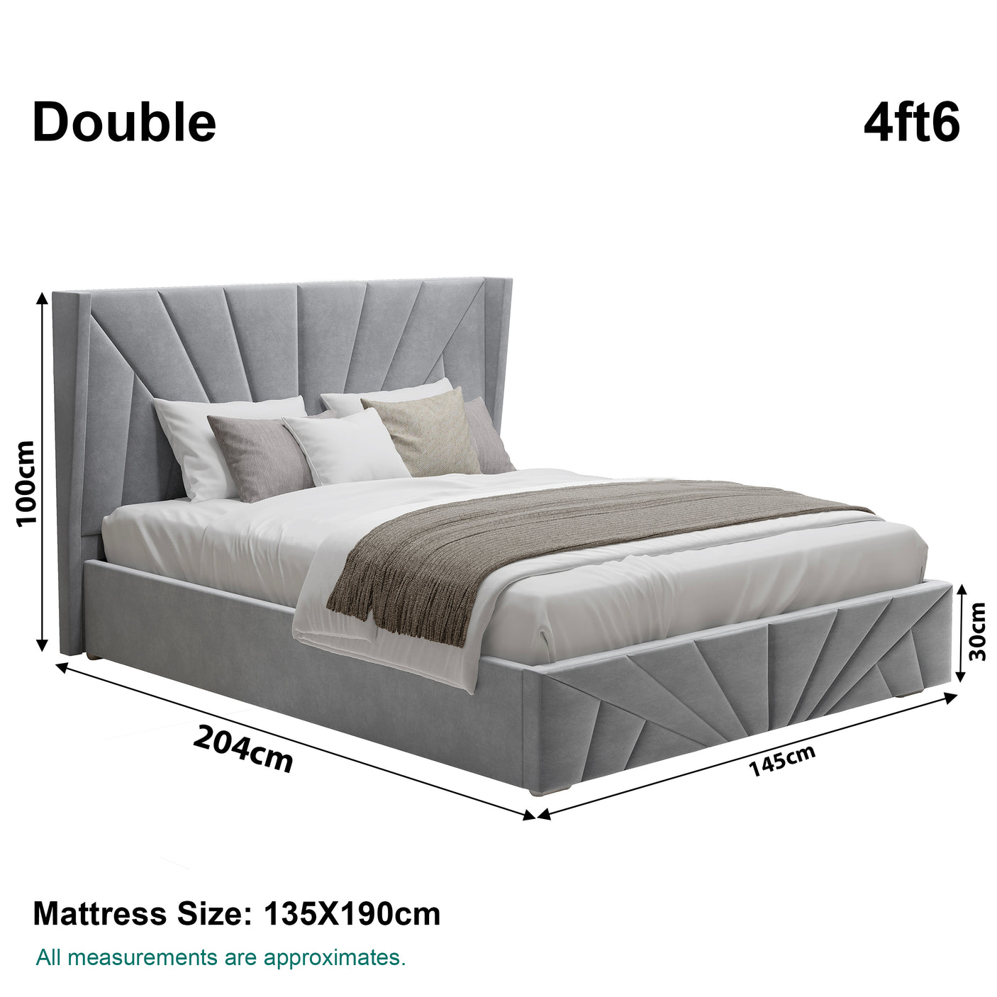 Velvet Ottoman Storage Bed - Sunrise Ottoman Bed Frame