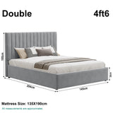 Blisswood Velvet Quilted Vertical Line Ottoman Storage Bed With Mattress