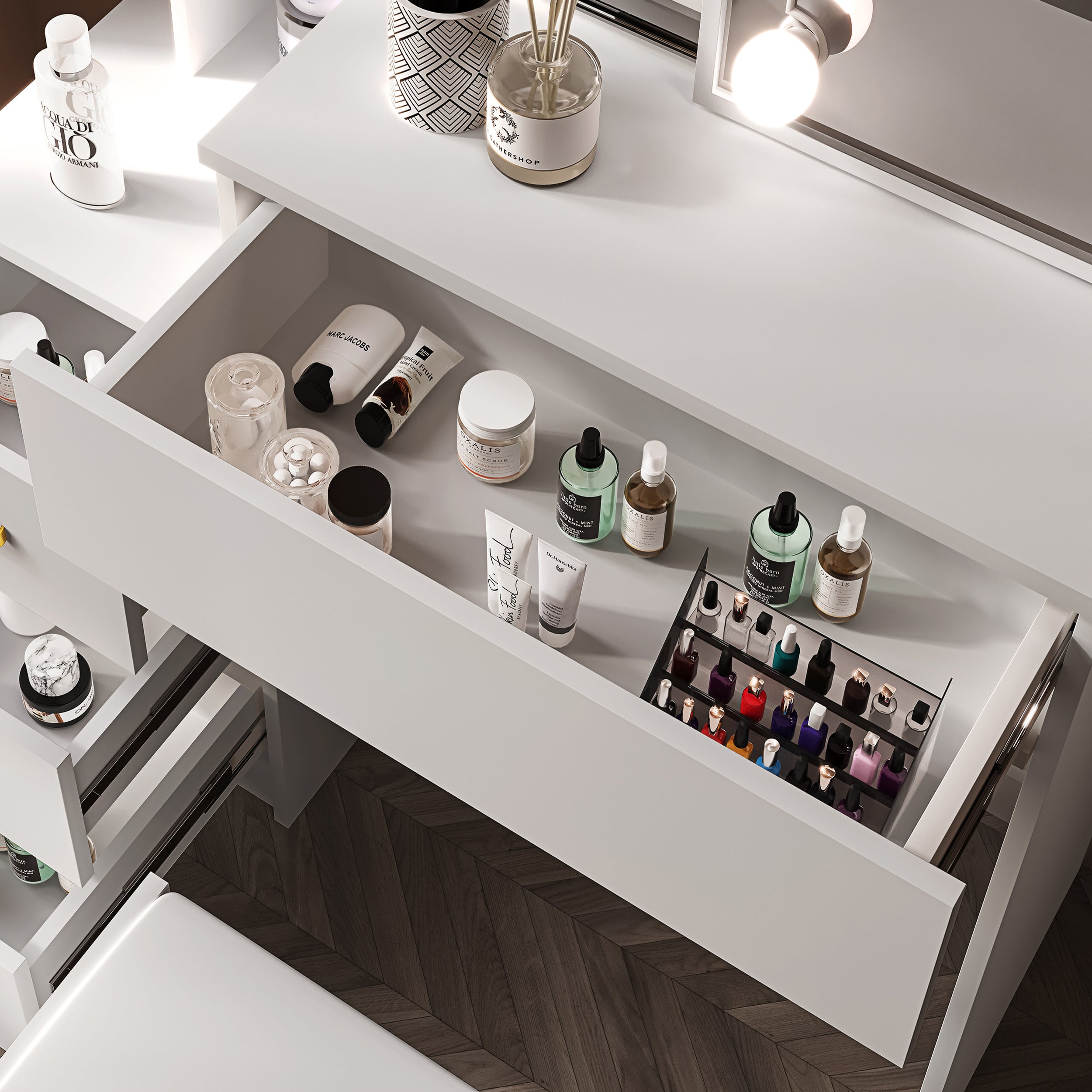 Modern dressing tables for sale with spacious drawers for makeup and skincare organization.