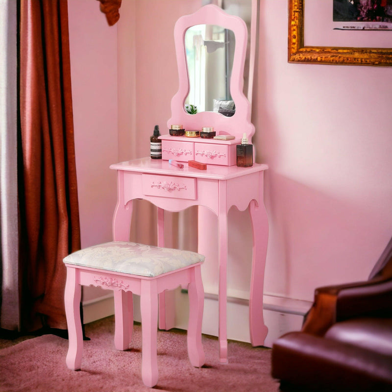 Pink dressing store table next