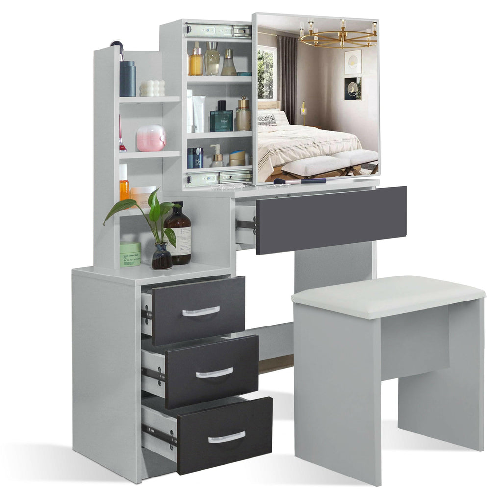 Blisswood™ Dressing Table With Stool Mirror Makeup Vanity Desk Drawers