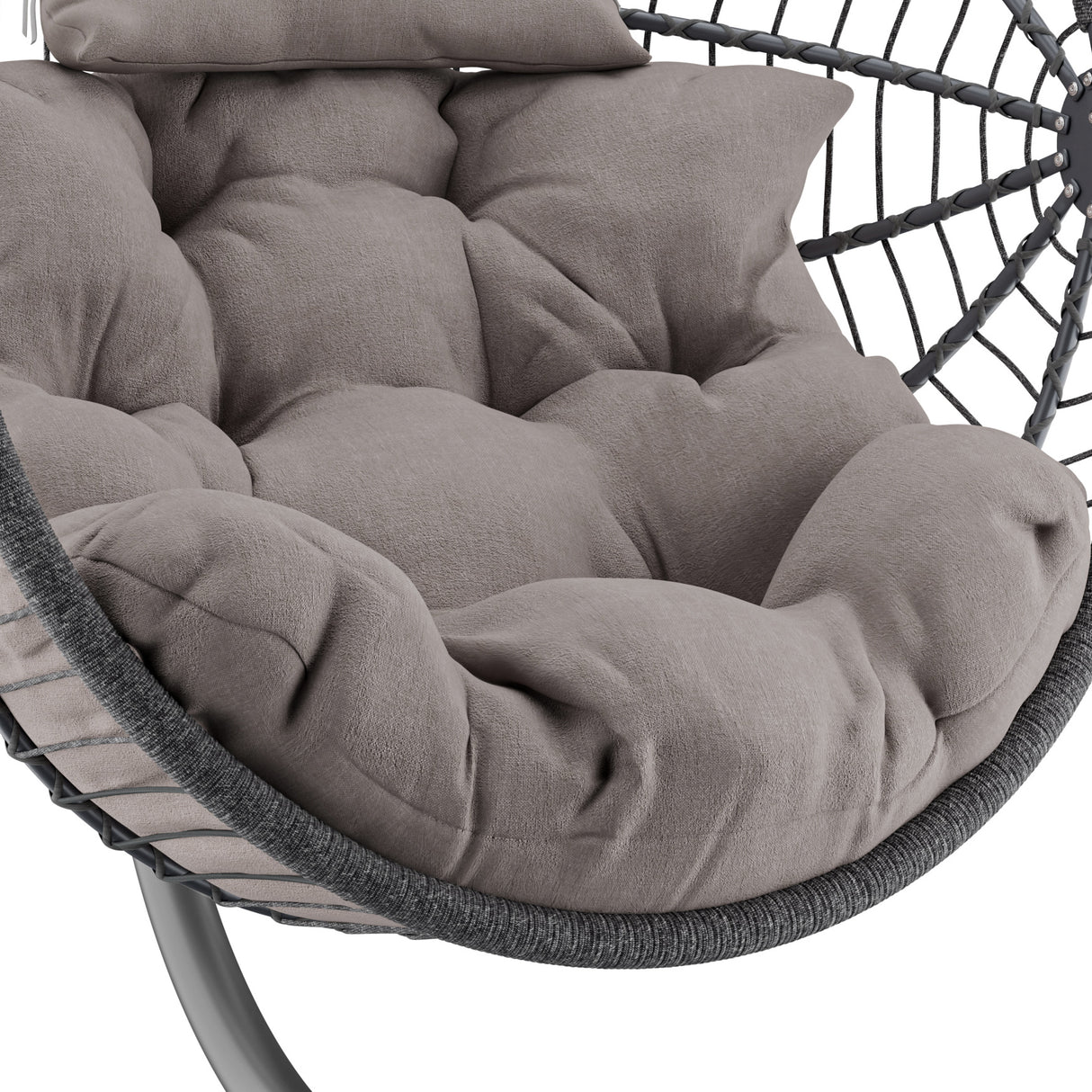 Egg hanging chairs with heavy cushions filled with high-quality fiber for ultimate comfort.