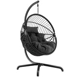 Egg chairs for sale black cushion, sturdy frame, and modern design for indoor or outdoor use.