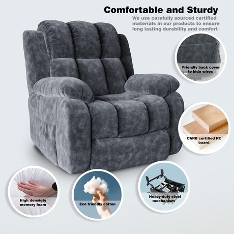 Modern electric armchair recliner with adjustable seating positions, padded armrests, and footrest.