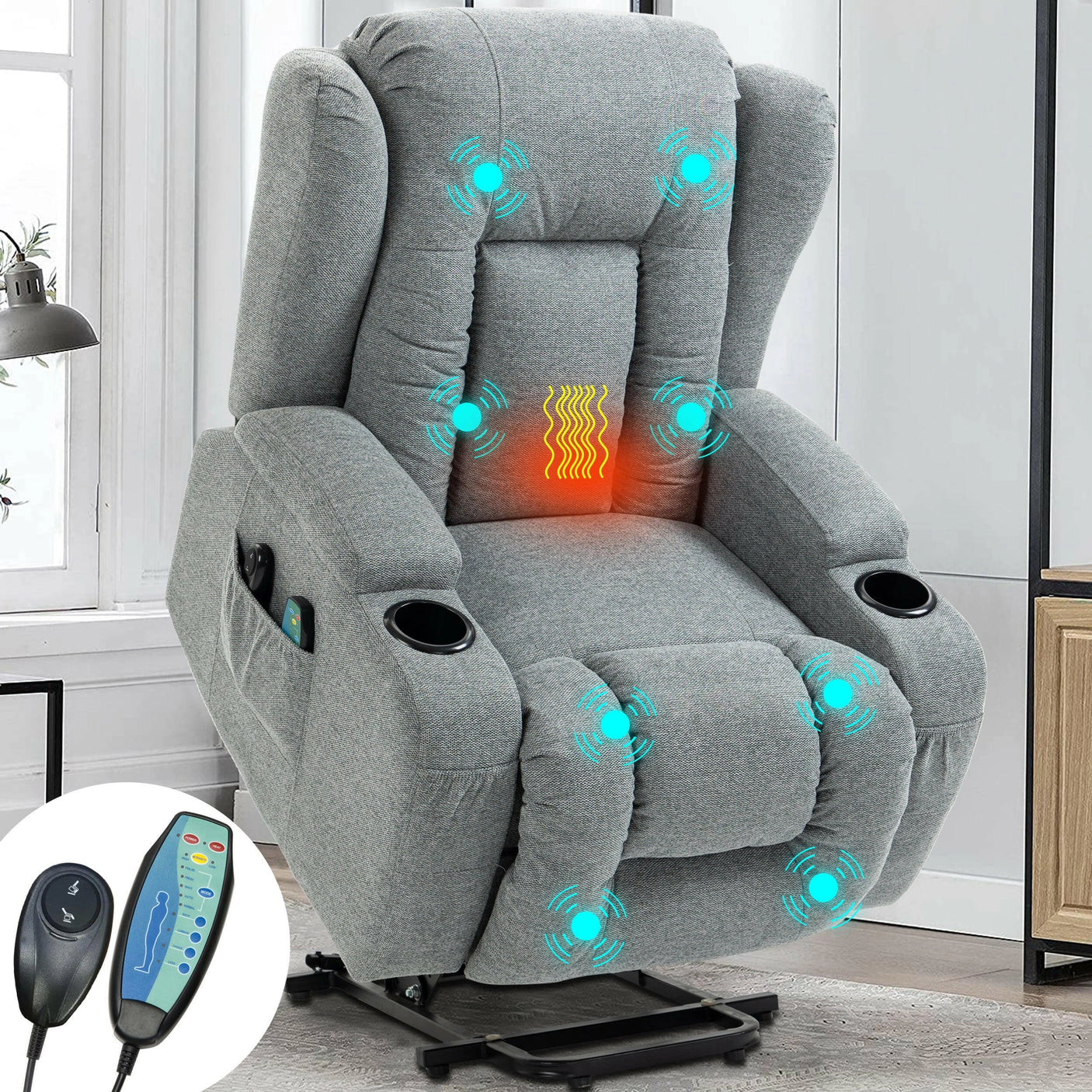 Electric Riser Recliner Chair For Elderly with Heat and Massage
