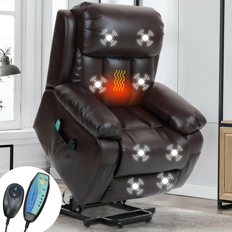 Electric riser recliner chair with built-in heat and massage functions.