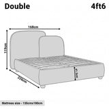 [Double | Beige] Dimensions diagram Double 4ft6 Embrea bed, 168 x 226 x 119cm, 41.5cm base