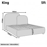[King | Beige] Dimensions diagram King 5ft Embrea bed, 184 x 226 x 119cm, 41.5cm base