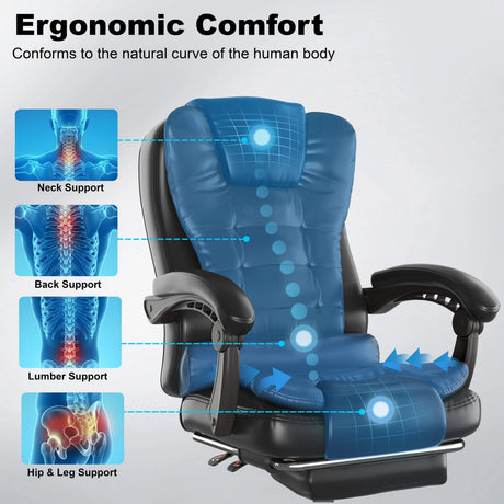[Black] Ergonomic chair with support features highlighted on a gray background