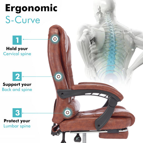 Ergonomic office chair with massage – supports and holds your cervical spine.