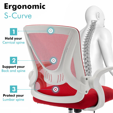 Ergonomic red mesh office chair for comfort and stylish workspace seating.