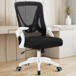 [White] The white mesh chair in a home office, placed near a desk, creates a clean and ergonomic workspace.
