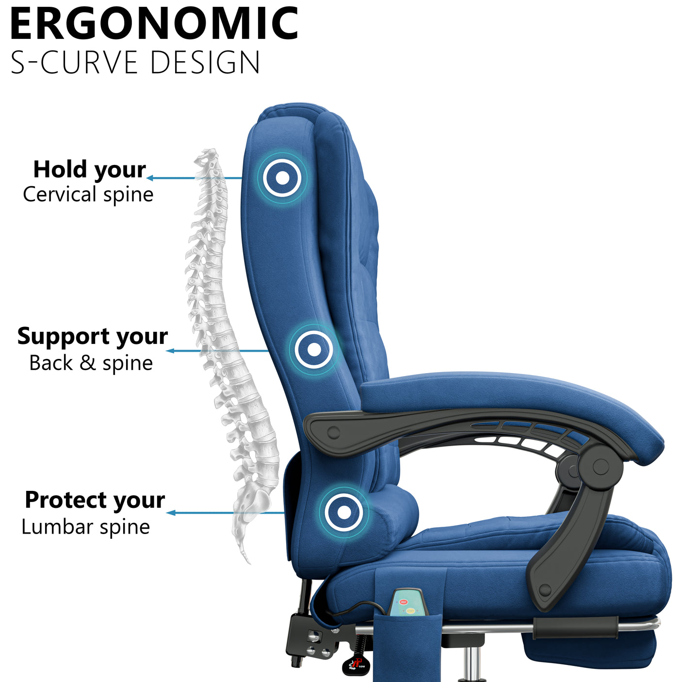 Ergonomic 8 Point Office Massage Chair | Recliner With Footrest